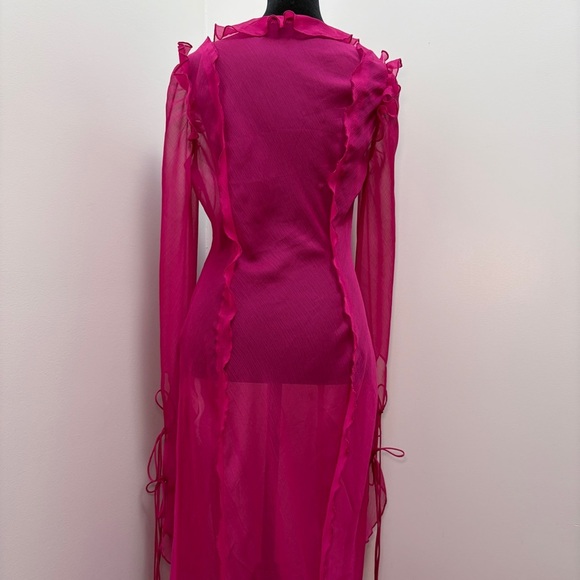 Rat & Boa- FARRETTI DRESS PINK Size Large Sheer Beach Cover Up - Picture 12 of 15